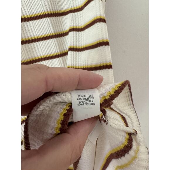 NWT Aerie White Brown Yellow Striped Waffle Knit Racerback Tank Top Size Large - Picture 5 of 6